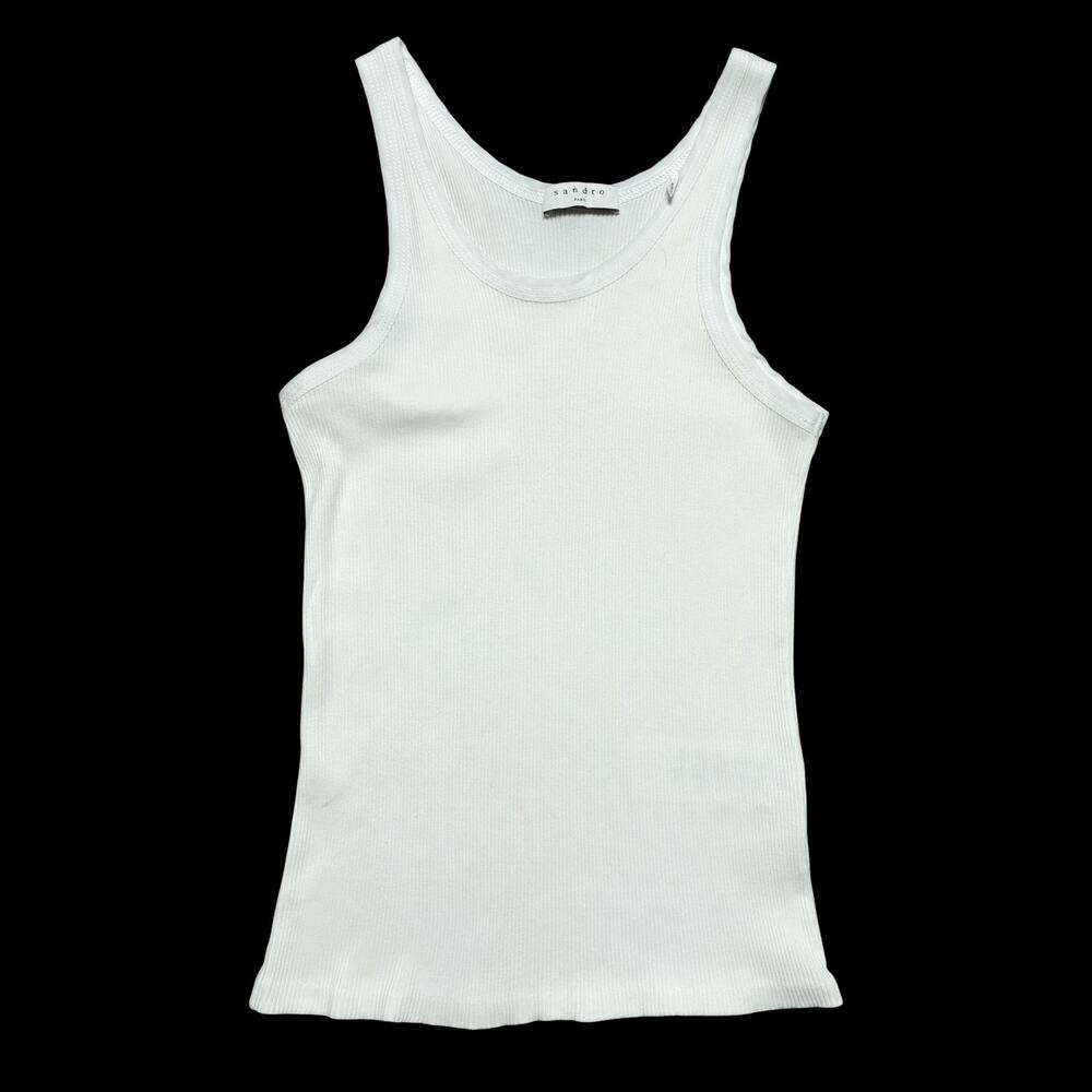 $110 Sandro Paris White Tank Top Undershirt Camisole Sz 1 Small